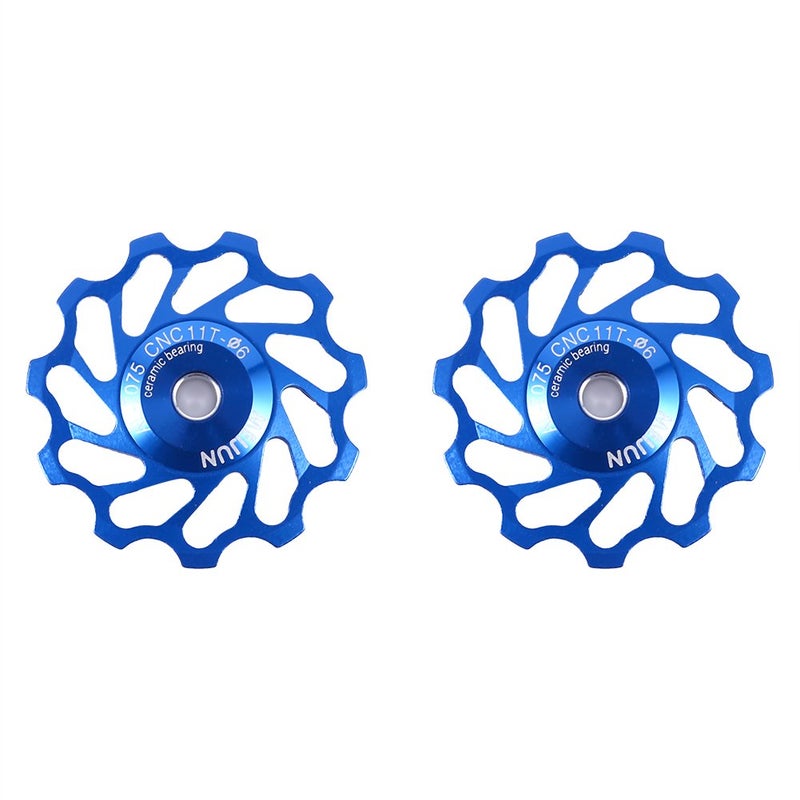 VGEBY 2Pcs Ceramic Bearing Wheel, Wheel Roller Pulley Accessories 11/13T(11T-Blue) Wheel Wheel Wheel Road Rear Derailleur Pulley 11T - Image 1